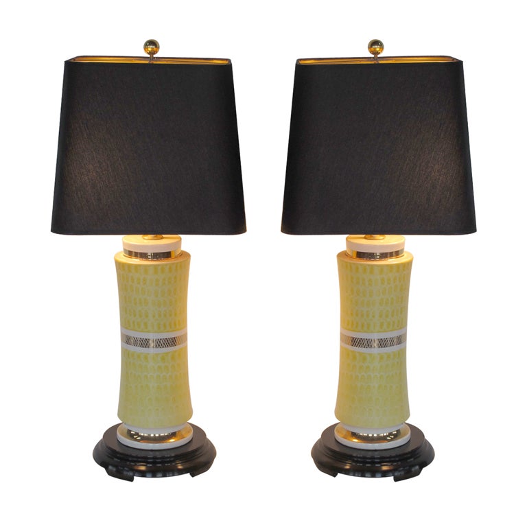 Pair of Elegant Ceramic Lamps by Waylande Gregory