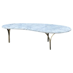 Biomorphic Coffee Table With Italian Marble Top