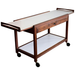 Glenn of California Hostess Bar Cart in Walnut and White Formica