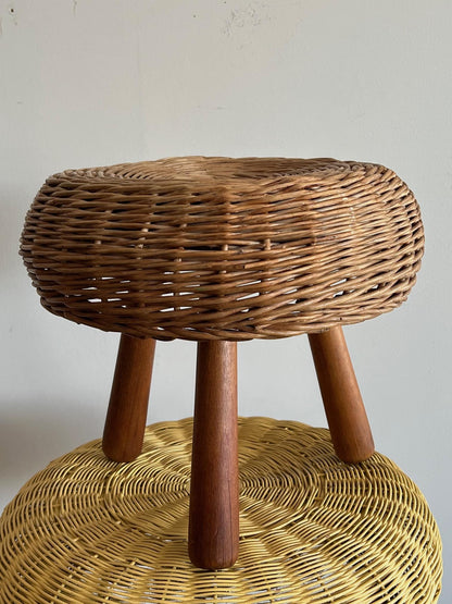 Two Vintage Wicker Stools