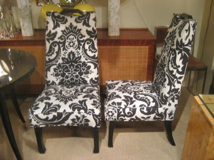 A Pair of Tall Upholstered Chairs