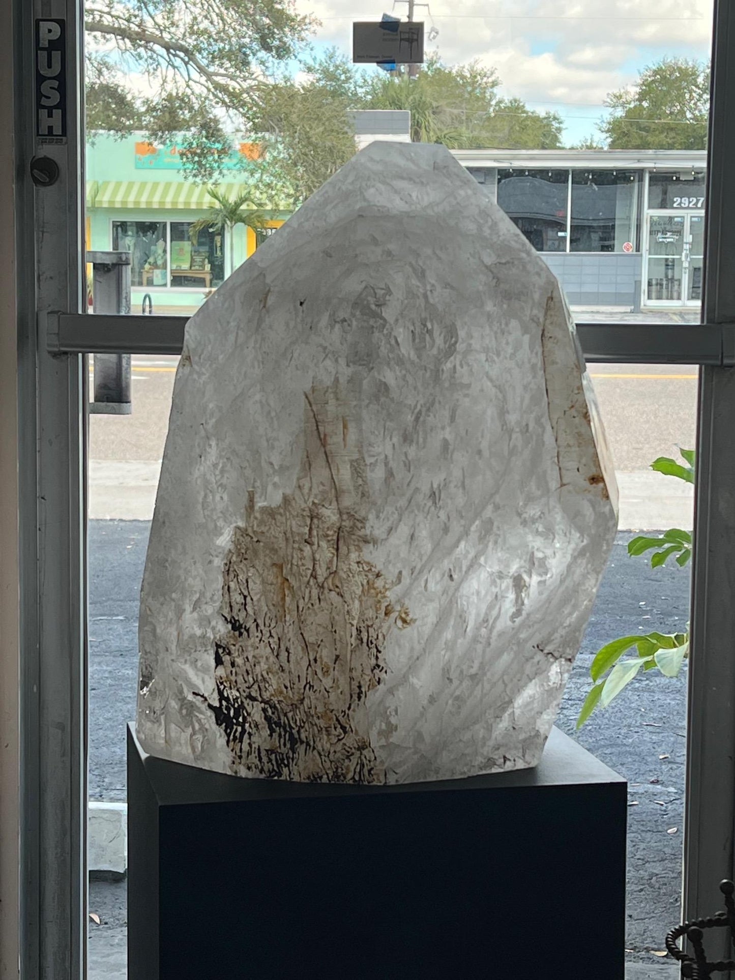 Massive Natural White Rock Crystal Obelisk Healing