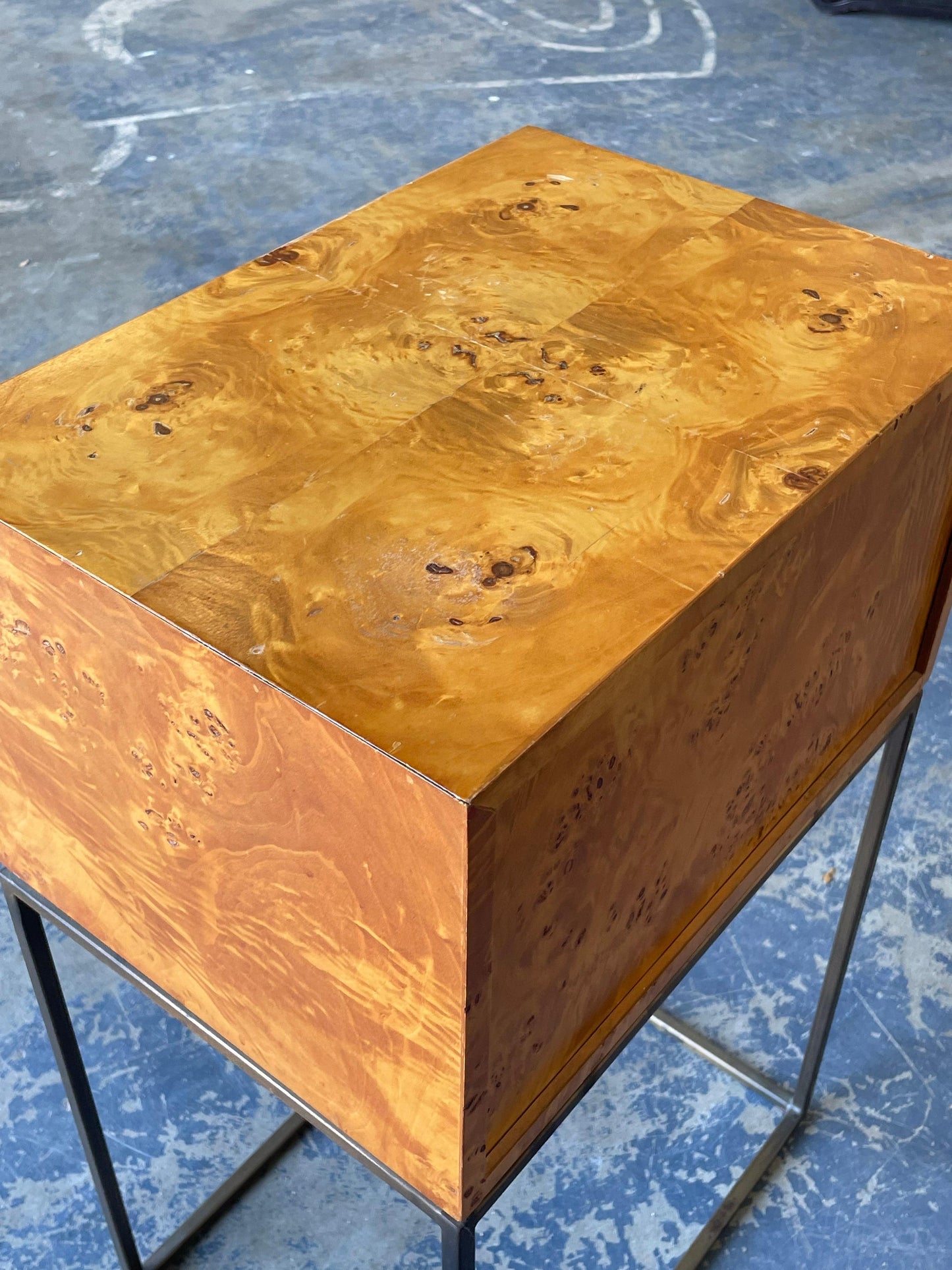 Petite Jewelry Chest in Bronze and Burl, Style of Milo Baughman