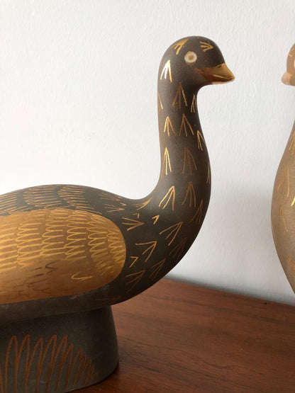 Pair of Stylized Ceramic Swans by Waylande Gregory, circa 1940s