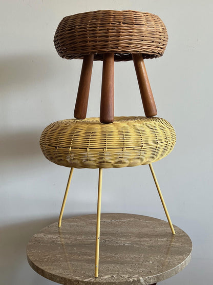 Two Vintage Wicker Stools