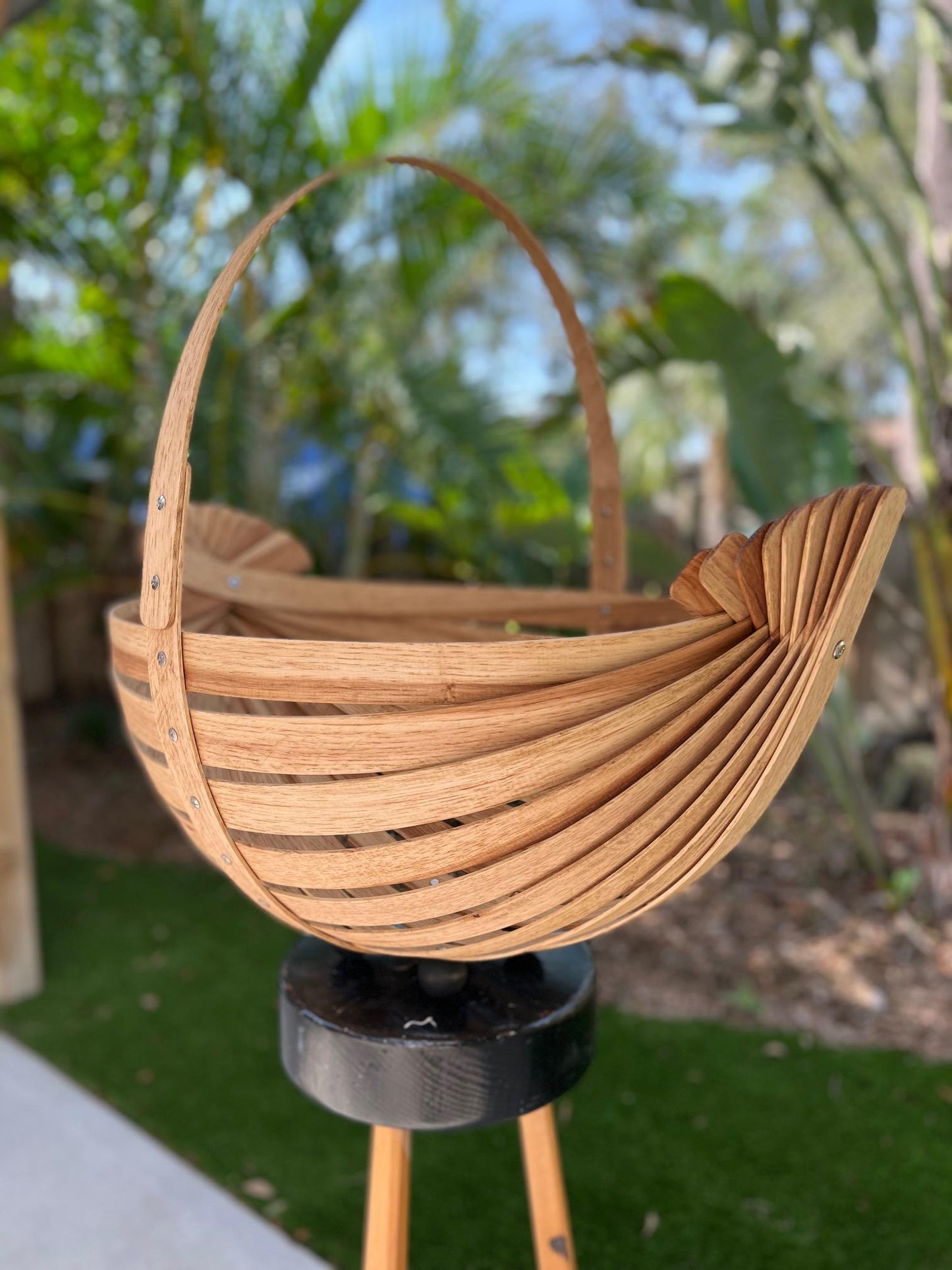 Large Decorative Basket Hickory Artisan Made