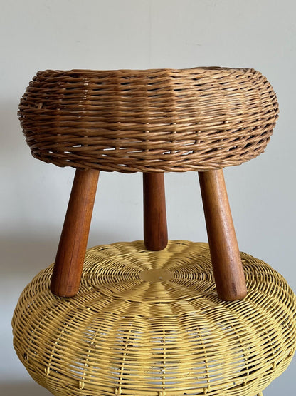 Two Vintage Wicker Stools