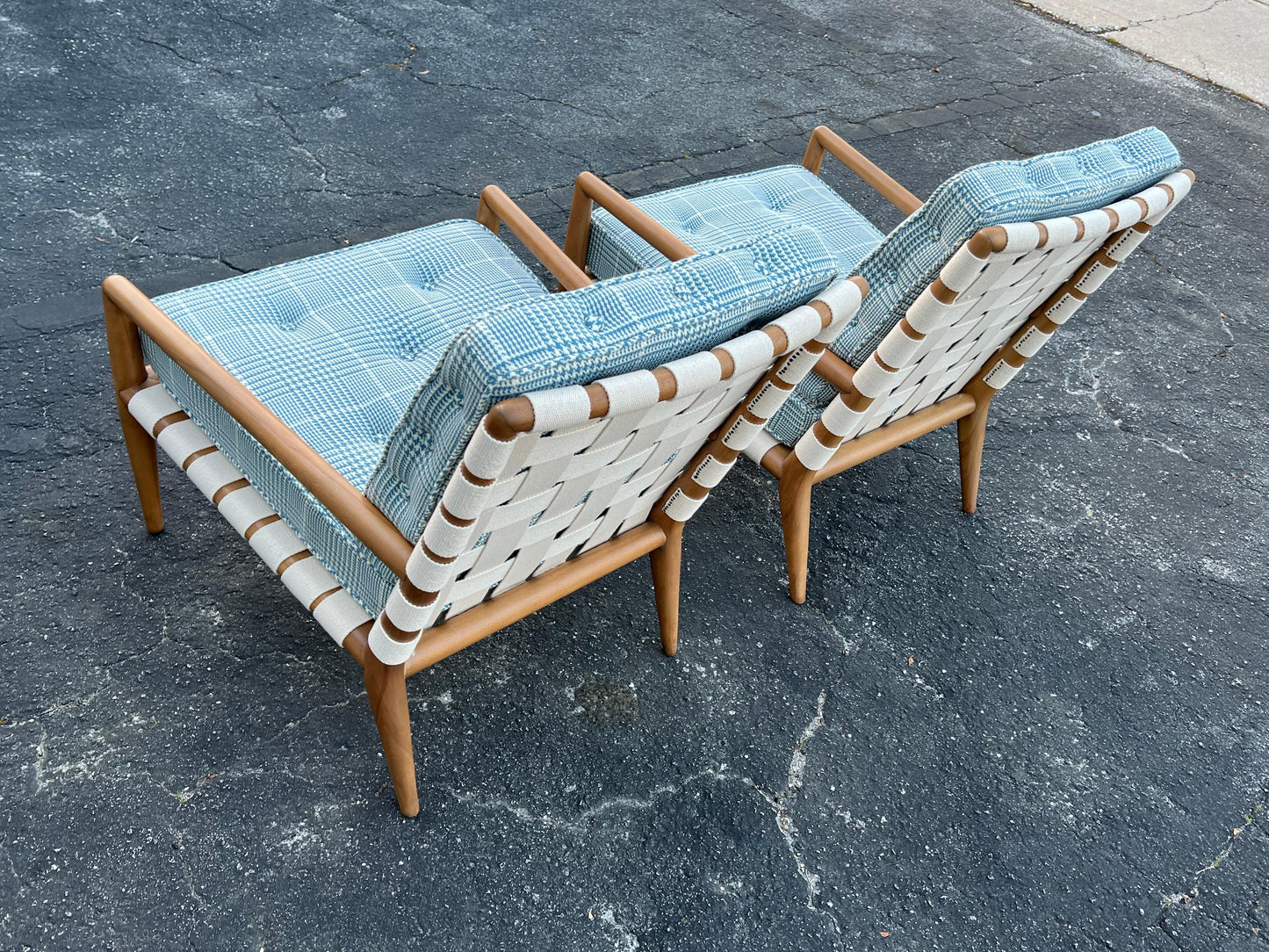 A Pair Of T.H.Robsjohn-Gibbings Strap Lounge Chairs Vintage 1950's