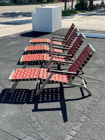 A Pair of Aluminum Folding Chaise Lounges from SS United States Luxury Ship