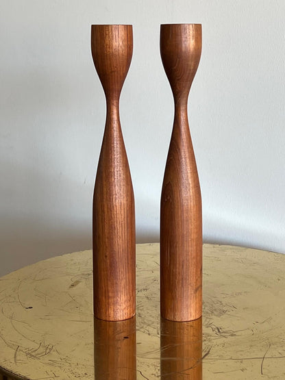 Mid-Century Danish Teak Candlesticks