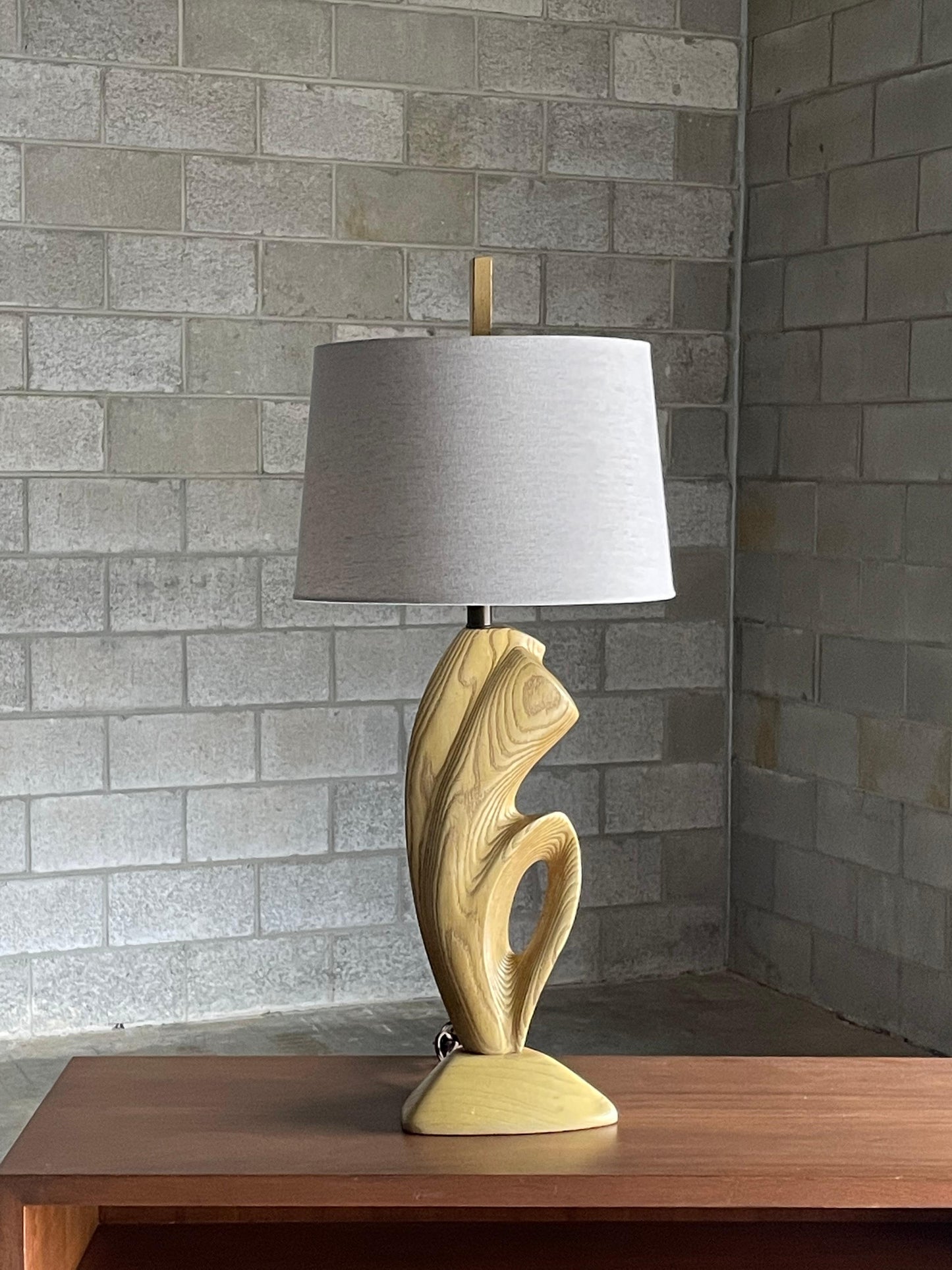 Large Biomorphic Cerused Modernist Table Lamp After Yasha Heifetz