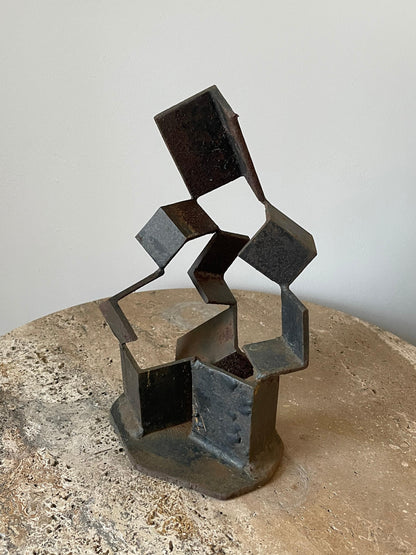 Patinated Steel Modernist Sculpture