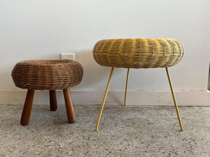 Two Vintage Wicker Stools