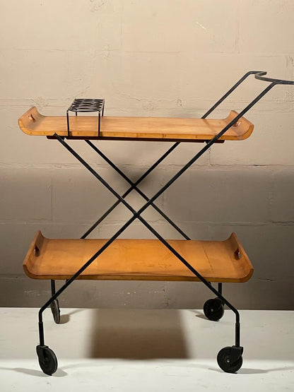 Rare Bar Cart by Milo Baughman with Removable Trays