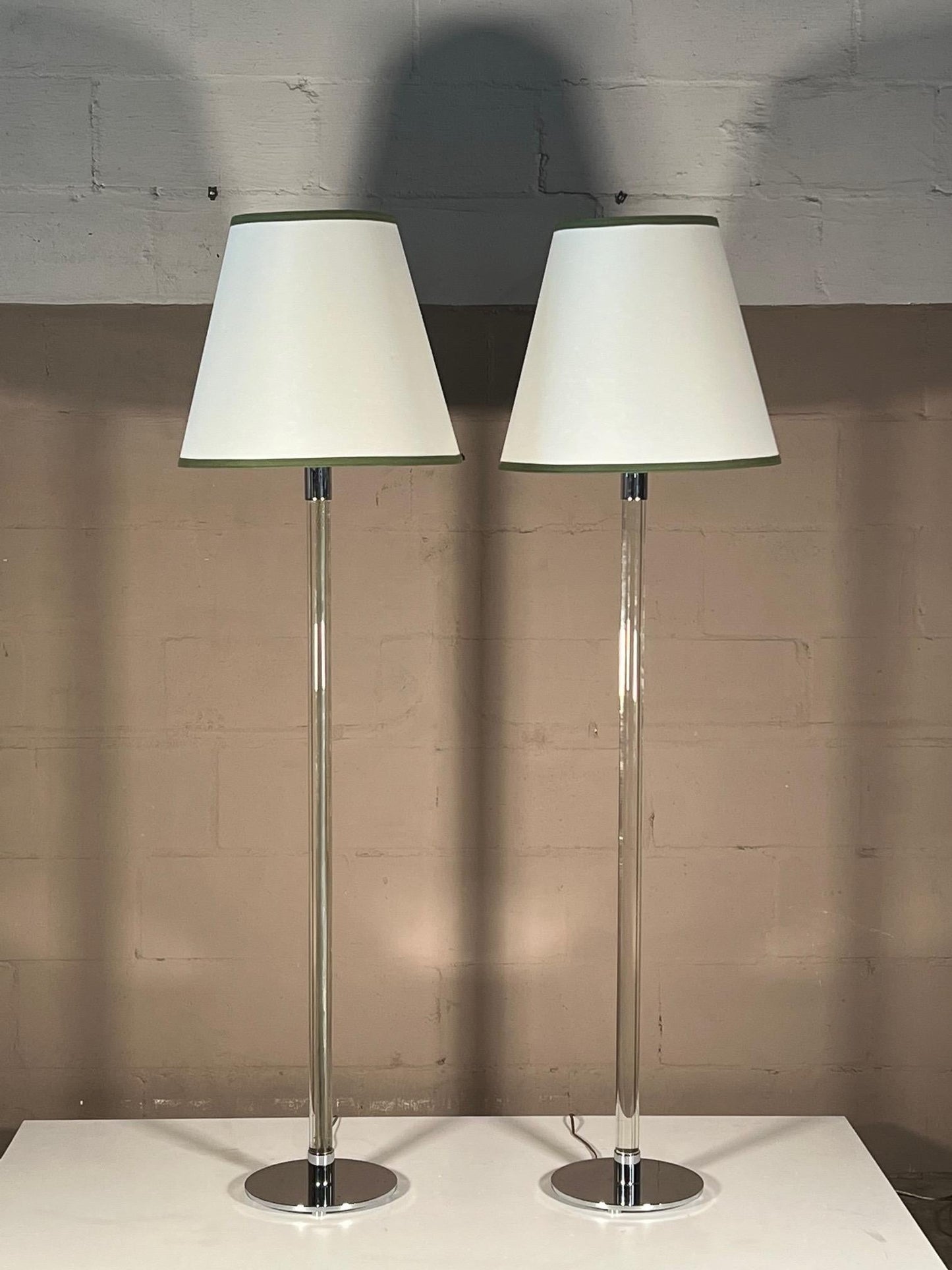 Pair of Vintage Glass Rod Lamps by Hansen Lighting NYC