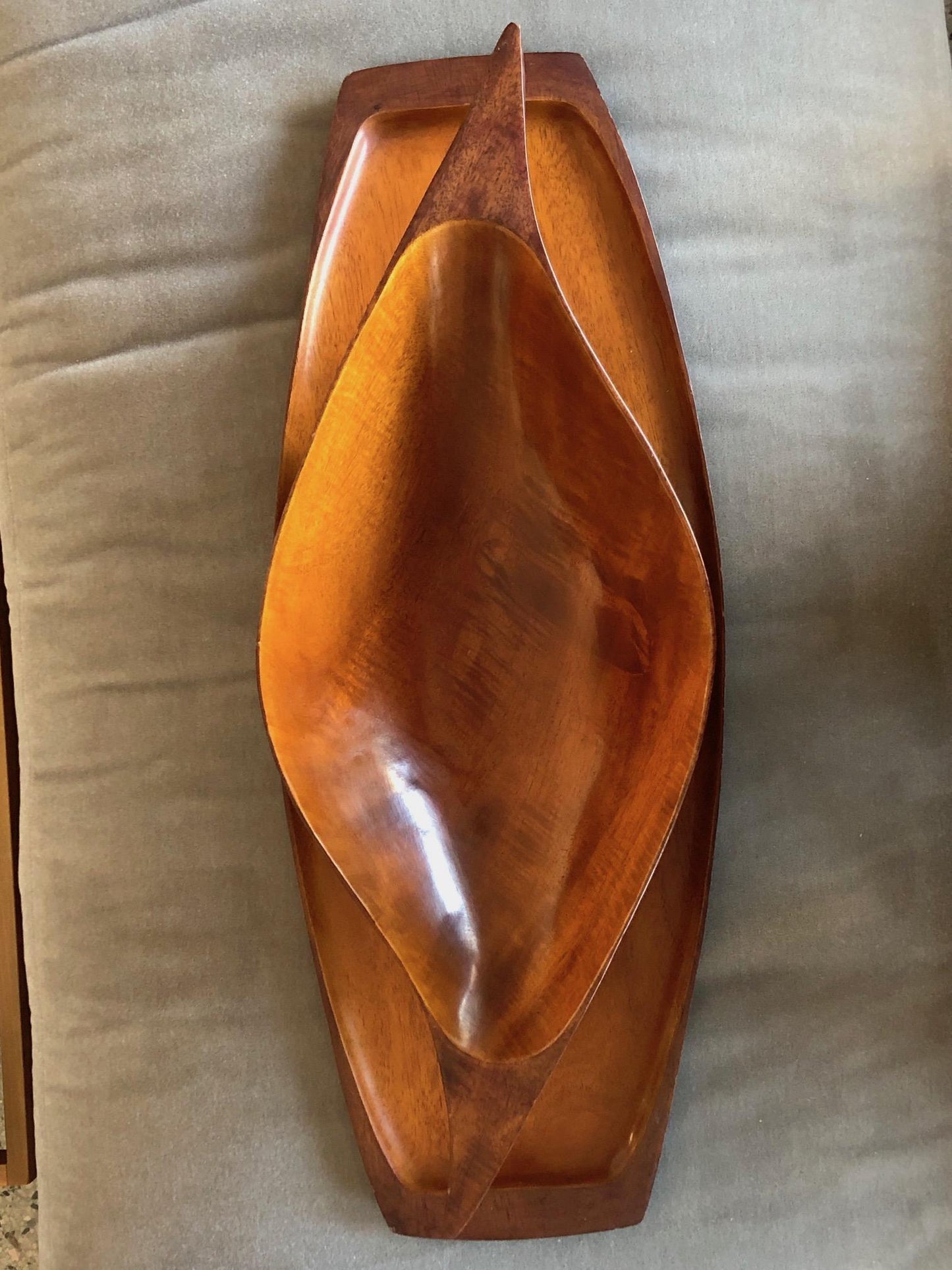 Unusual Carved Mahogany Bowl with Tray