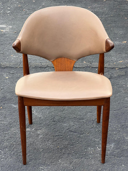 Classic Arne Vodder Leather And Teak Chair For Mahjongg Holland 1964