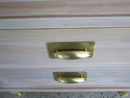 Pair of Elegant Chinese Style Nightstands with Polished Brass Hardware