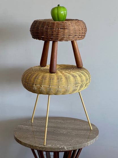 Two Vintage Wicker Stools