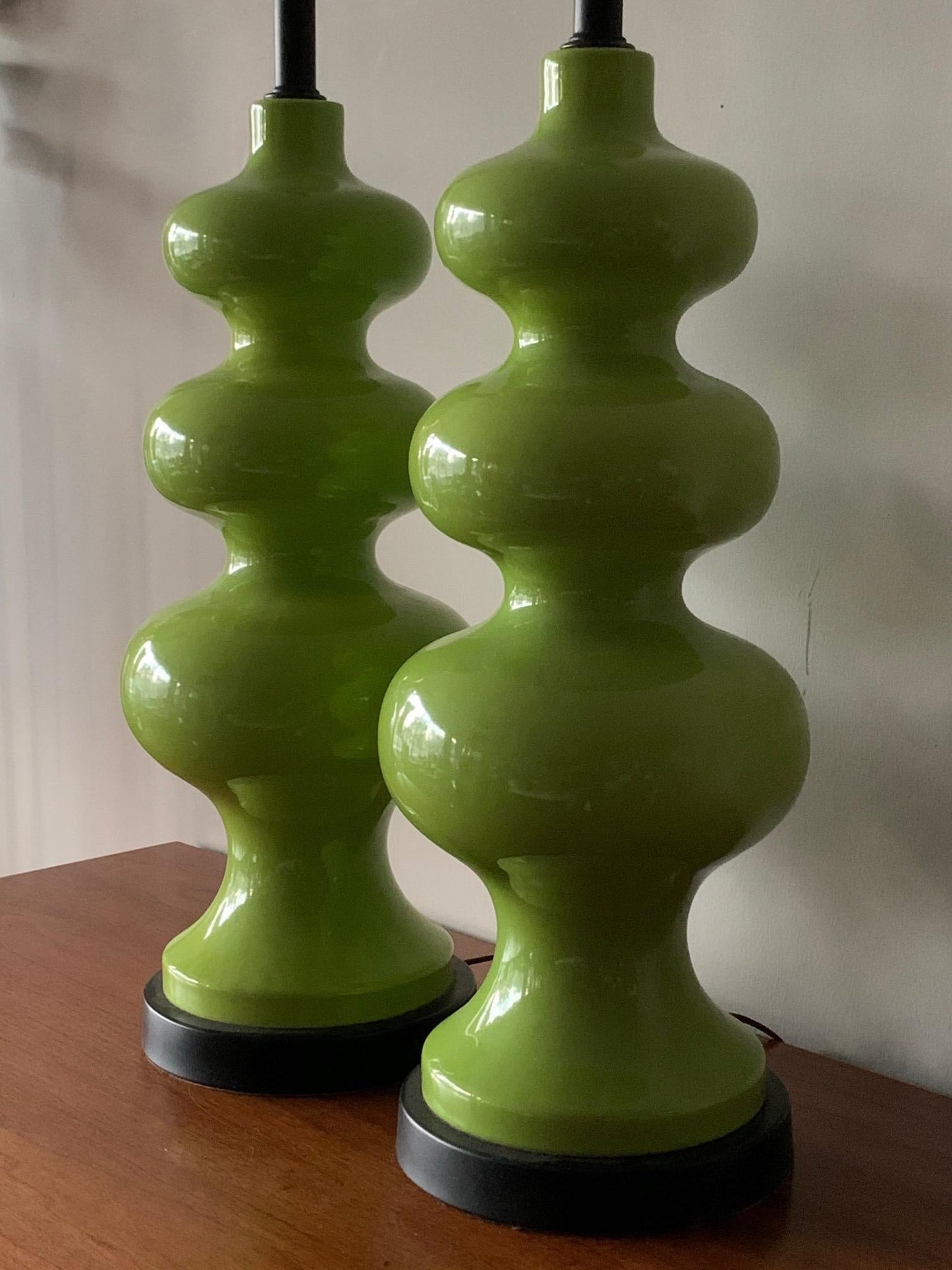 Pair of Impressive Ceramic Lamps circa 1970s with Original Shades