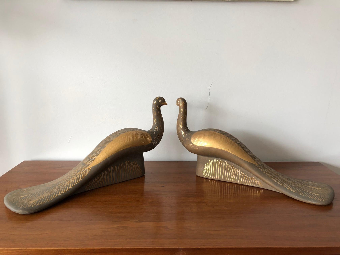 Pair of Stylized Ceramic Swans by Waylande Gregory, circa 1940s