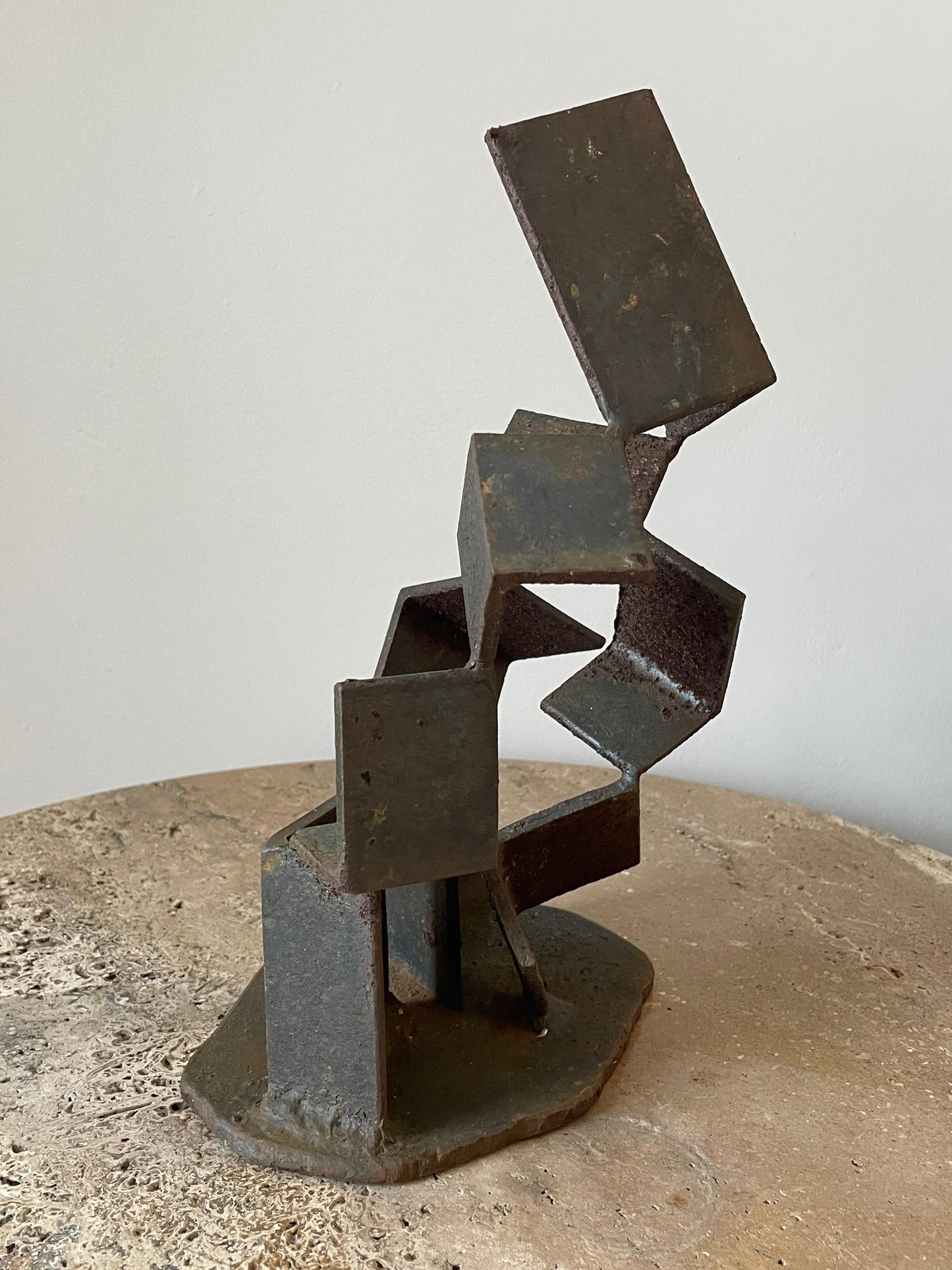 Patinated Steel Modernist Sculpture