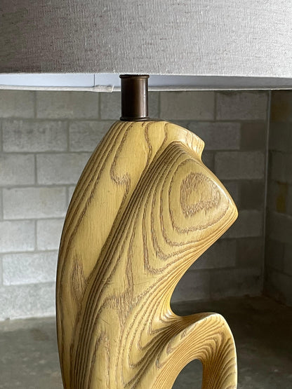 Large Biomorphic Cerused Modernist Table Lamp After Yasha Heifetz