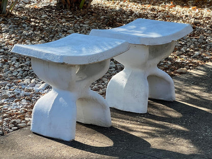 Pair of Biomorphic Concrete Stools, 1974