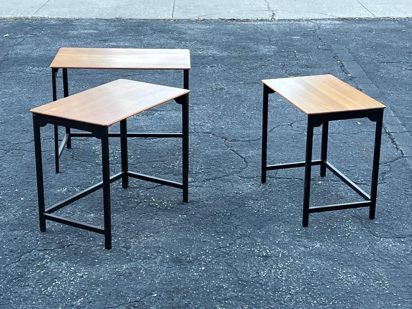 Vintage Dunbar Nesting Tables in Sap Walnut ca' 1950's