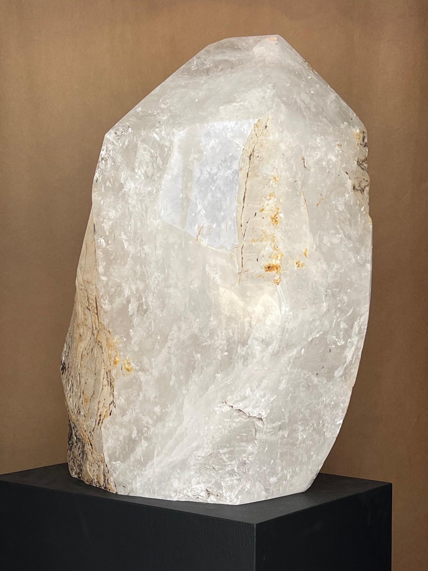 Massive Natural White Rock Crystal Obelisk Healing