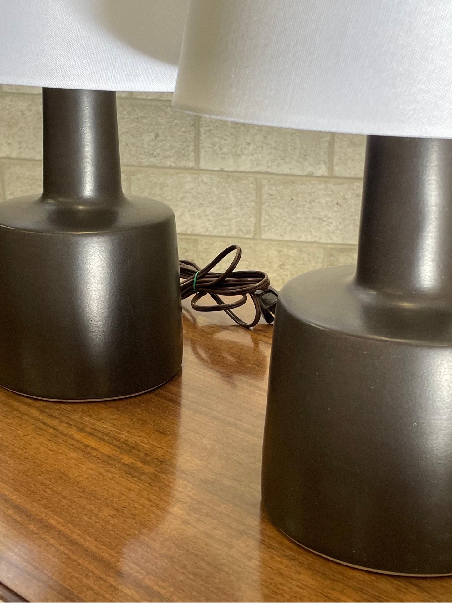 Jane and Gordon Martz Lamps, Minimalist Black Matte Ceramic