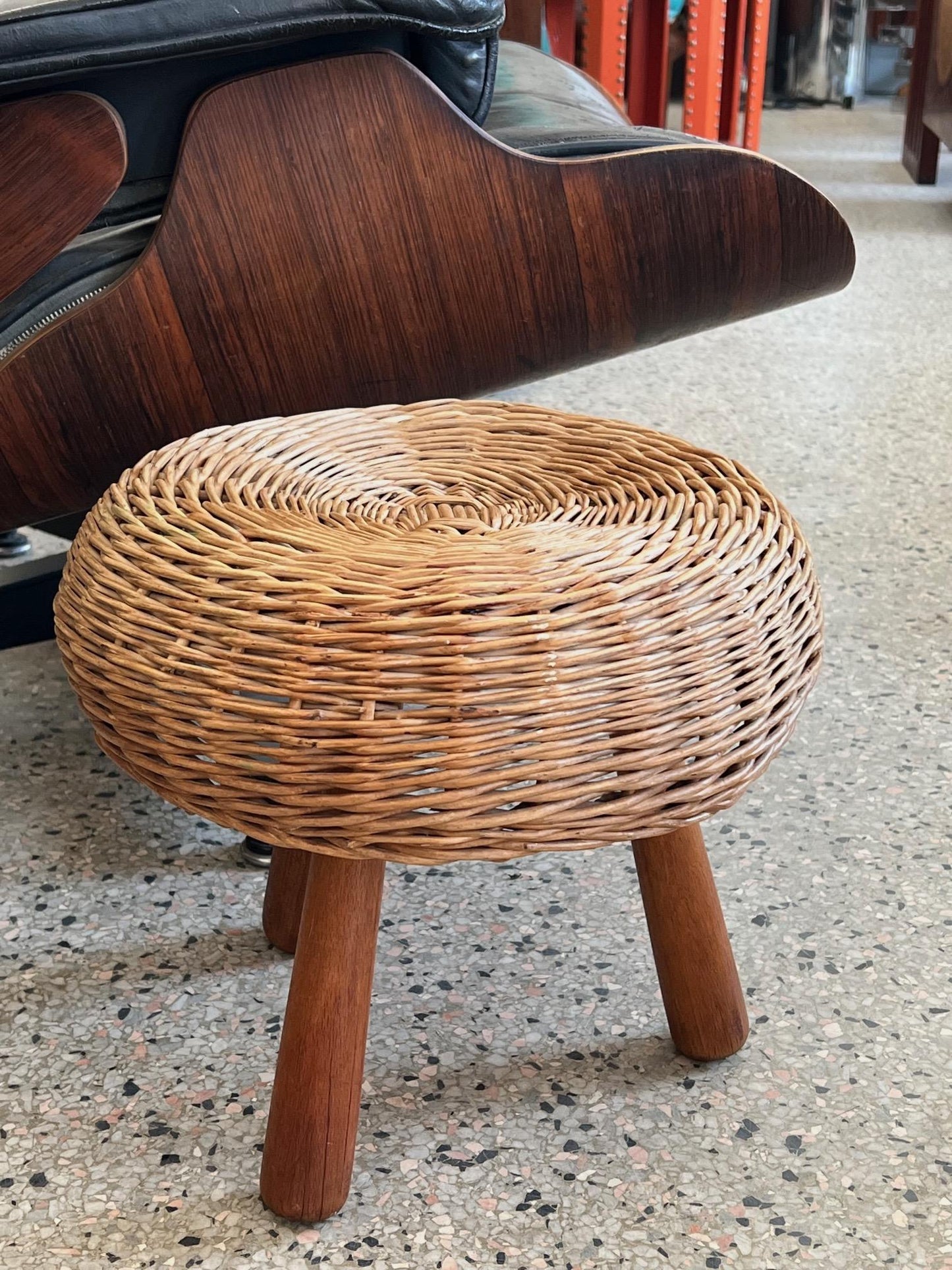 Two Vintage Wicker Stools