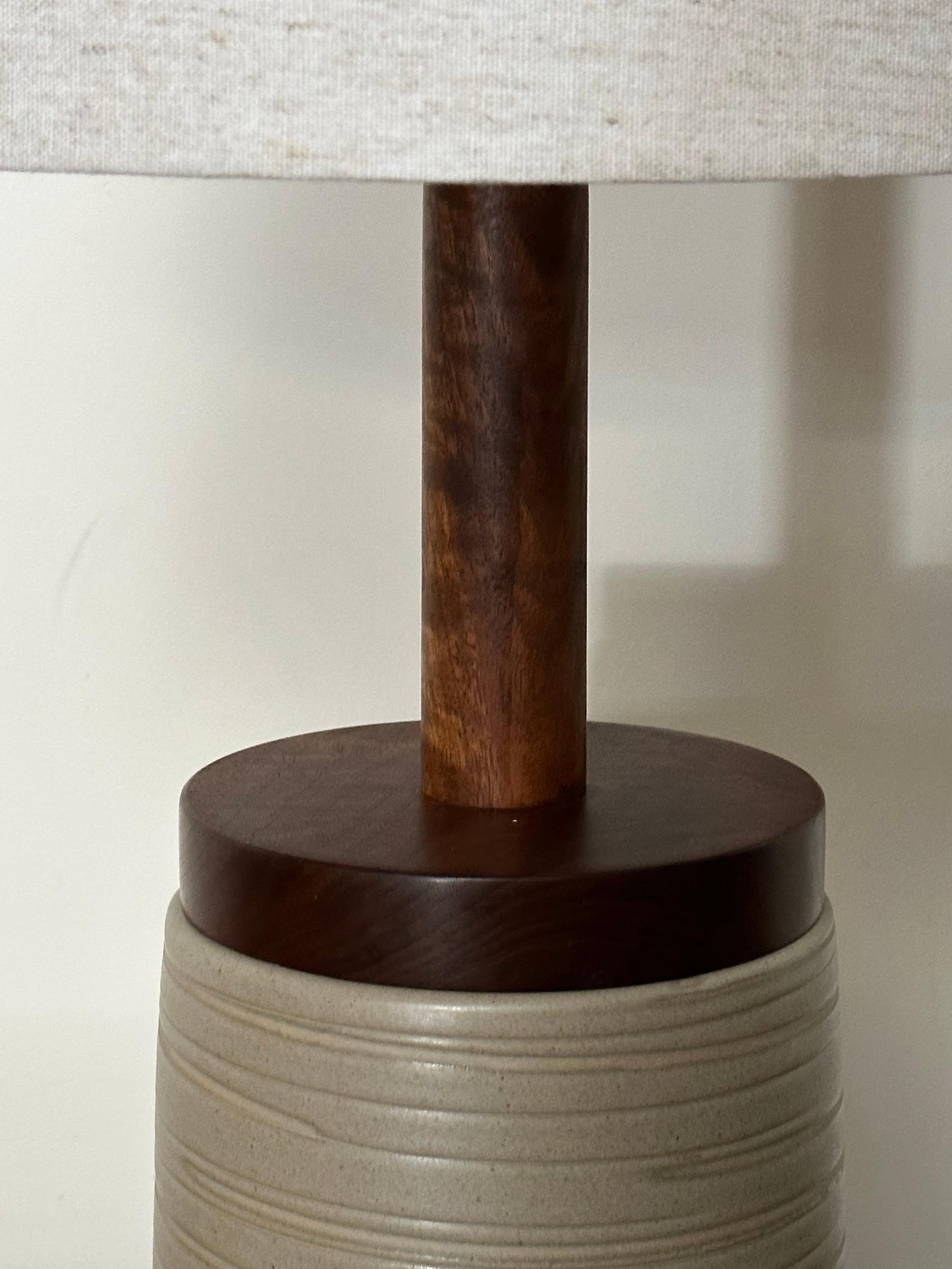 Jane and Gordon Martz Ceramic and Walnut Table Lamp