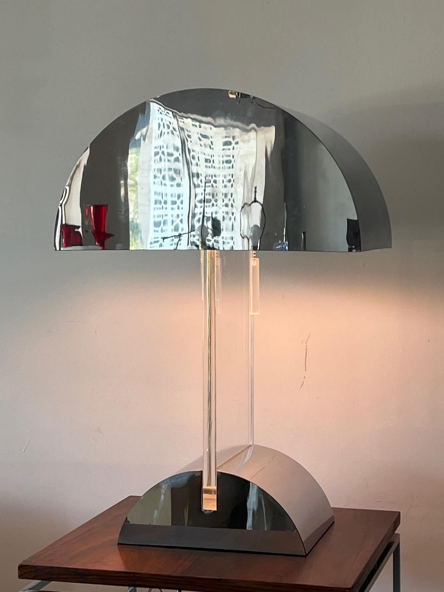 George Kovacs Lucite And Chrome Table Lamp ca' 1970's