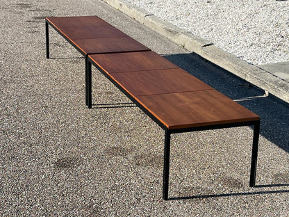 A Pair Of Florence Knoll Angle Iron Tables Or Benches In Walnut