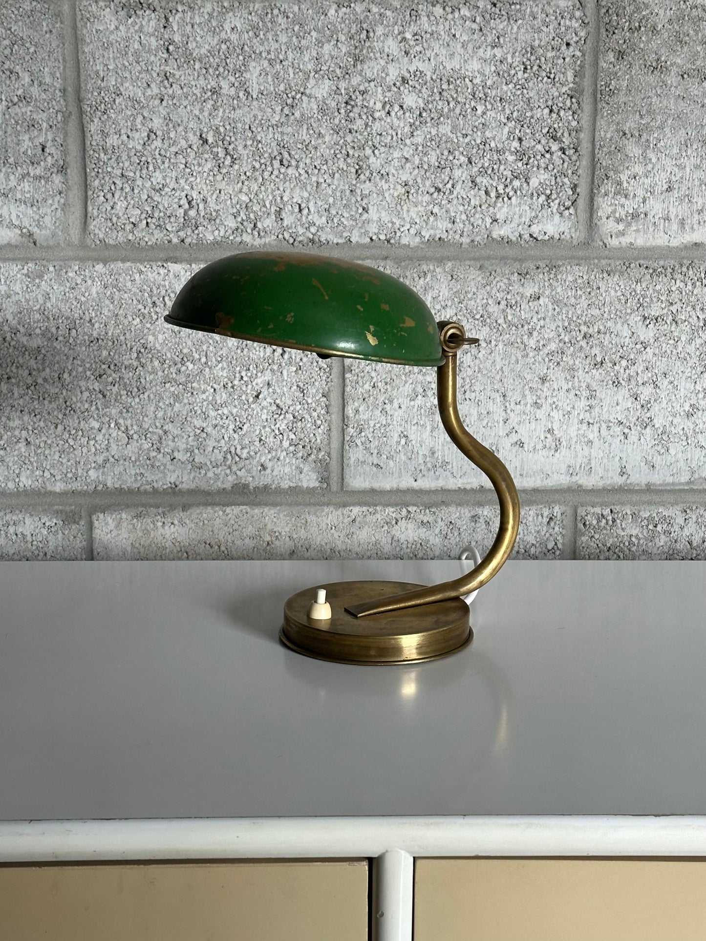 1940s Swedish Modern Organic Wall/ Table Lamp by Asea, Brass and Paint