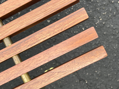 A Classic Hugh Acton Slat Bench With Solid Brass Legs ca' 1950's