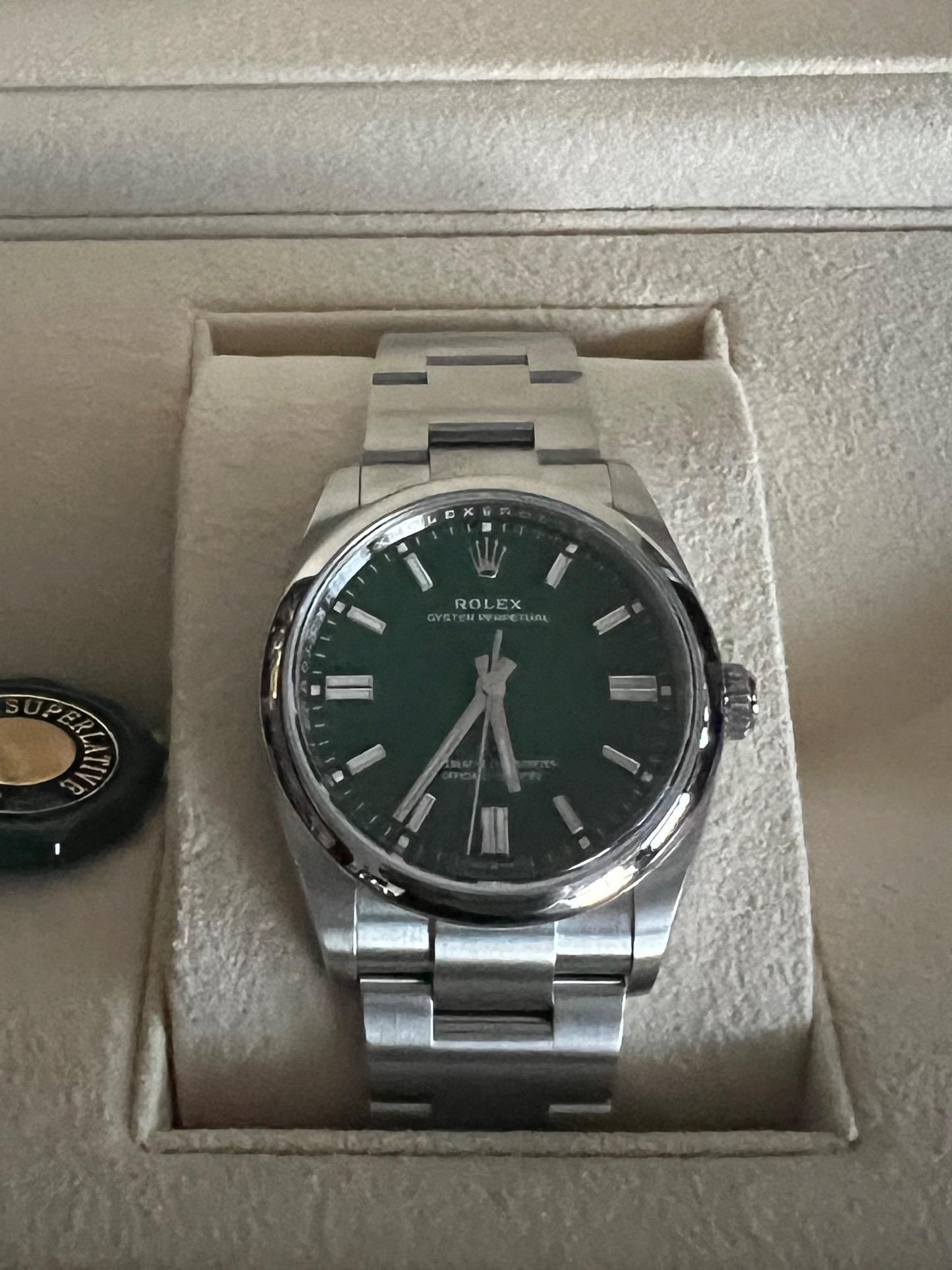Rolex Oyster Perpetual Green Dial Steel 36mm Watch 126000 Full Set 2023 Unworn