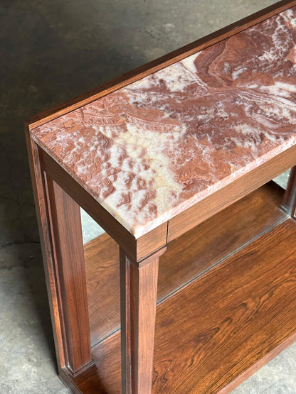 Edward Wormley for Dunbar Rosewood and Red Onyx Mirrored Back Console