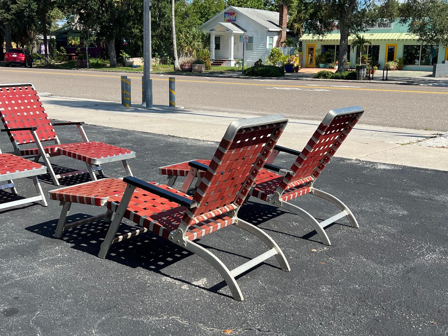 A Pair of Aluminum Folding Chaise Lounges from SS United States Luxury Ship