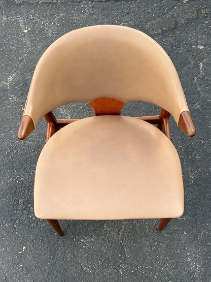 Classic Arne Vodder Leather And Teak Chair For Mahjongg Holland 1964