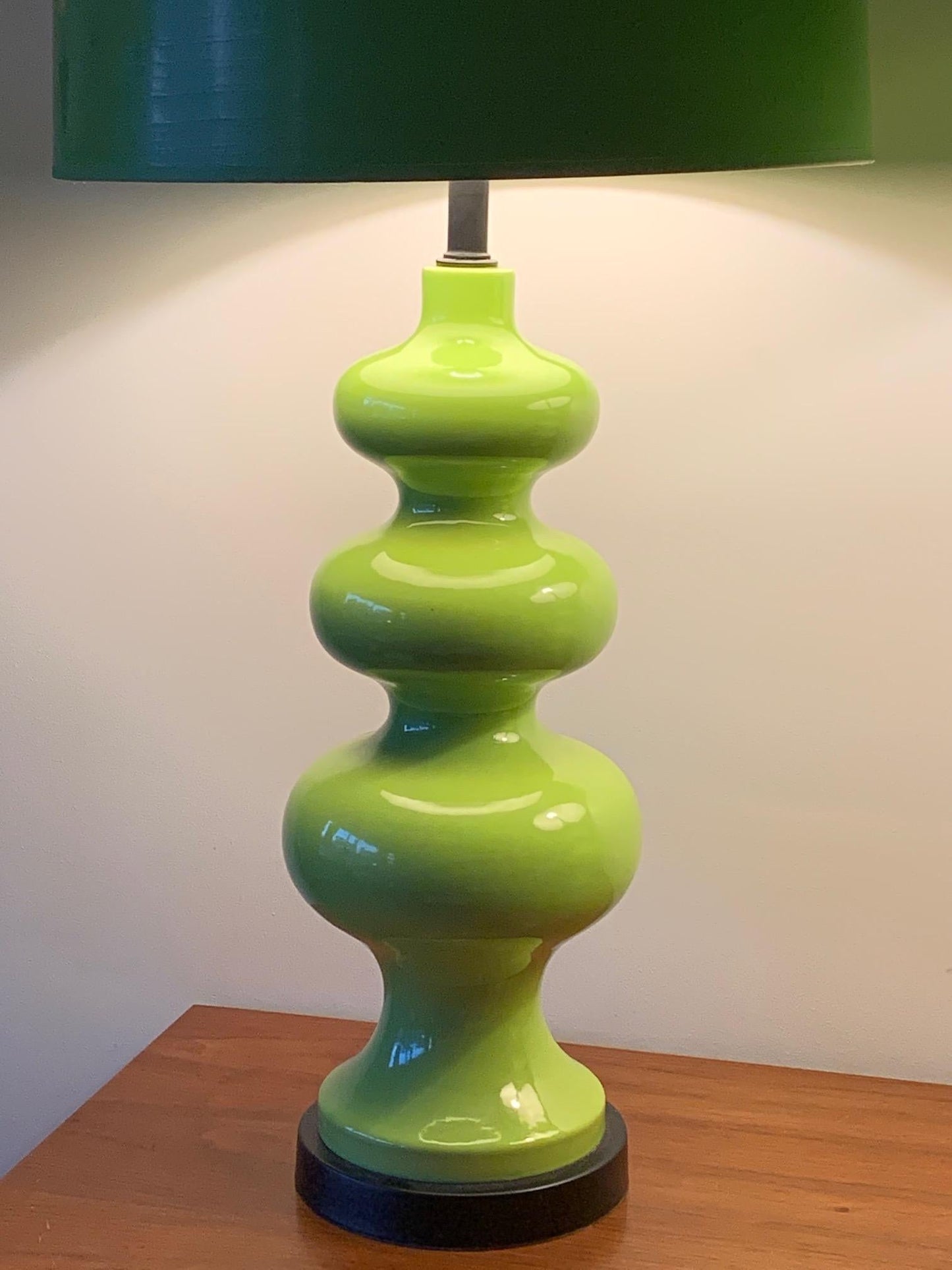 Pair of Impressive Ceramic Lamps circa 1970s with Original Shades