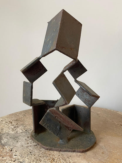 Patinated Steel Modernist Sculpture