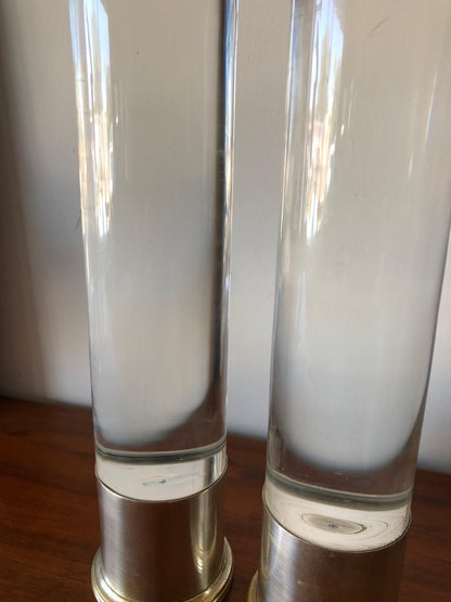 Two Lucite Candlesticks