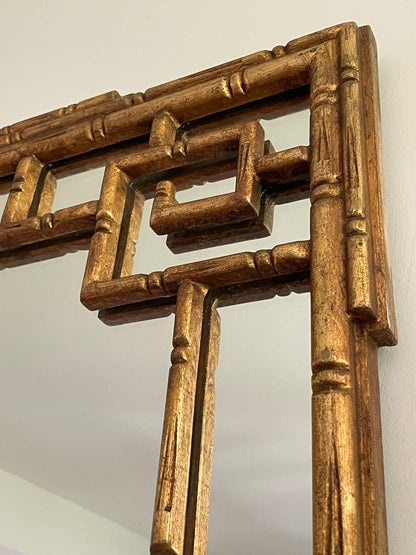 Faux Bamboo Mirror with Greek Key, Attributed to La Barge