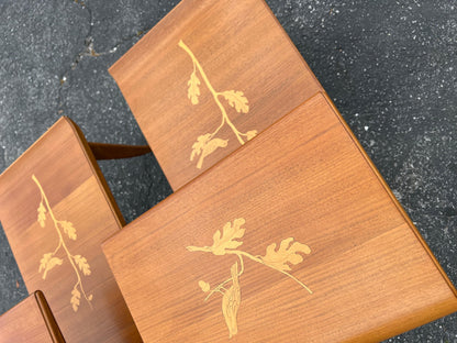 A Pair Of Unusual Italian Side Tables With Inlay Ca' 1940's