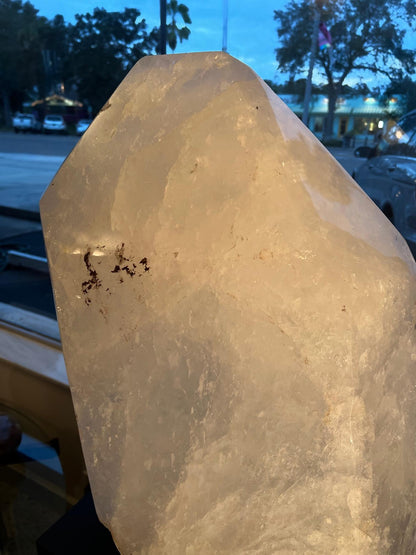 Massive Natural White Rock Crystal Obelisk Healing