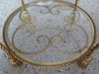 Italian Hollywood Regency Gilt Metal and Tassel Table