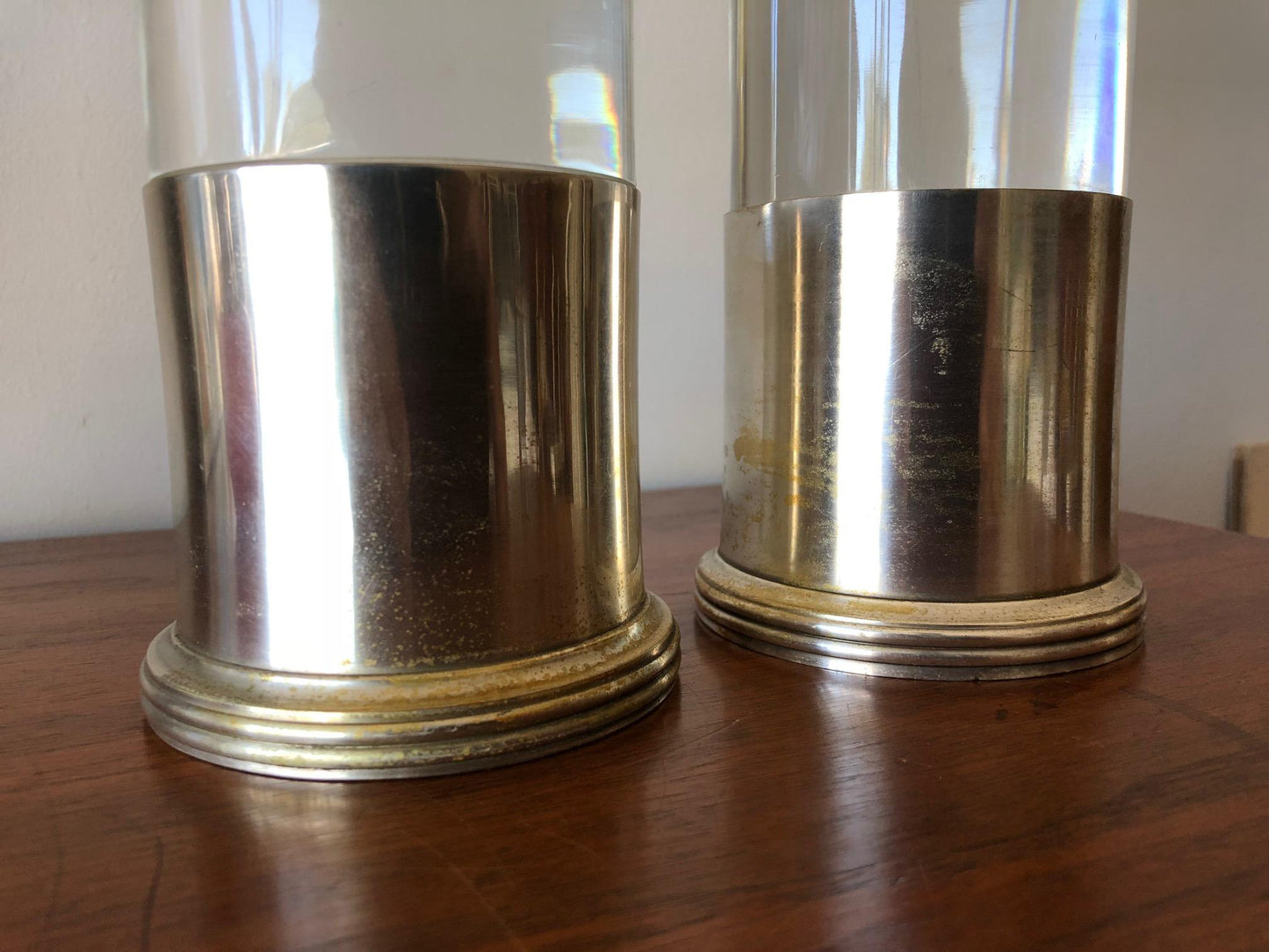 Two Lucite Candlesticks