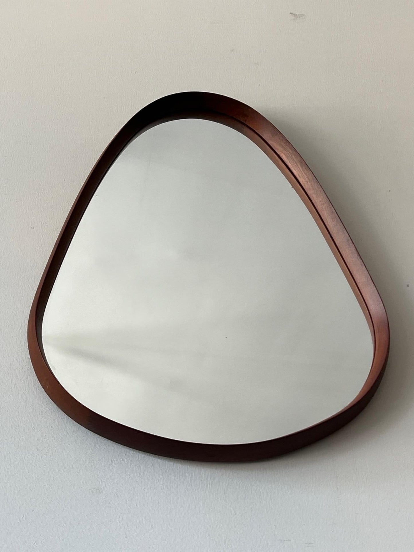 Danish Teardrop Mirror Vintage Mid-Century Modern Teak